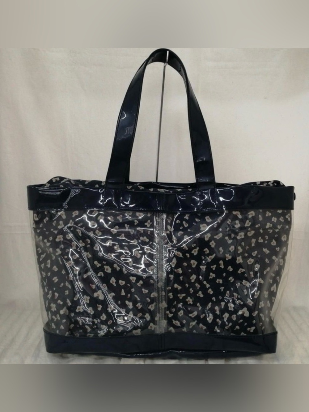 See By Chloe Navy Patent Trim PVC Tote with Removable Inner Drawstring Liner - Picture 3 of 10